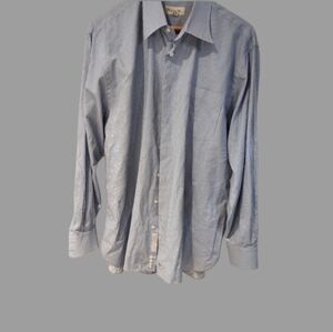 John W. Nordstrom 17-35 Striped Collared Long Sleeve Shirt 100% Cotton Italy